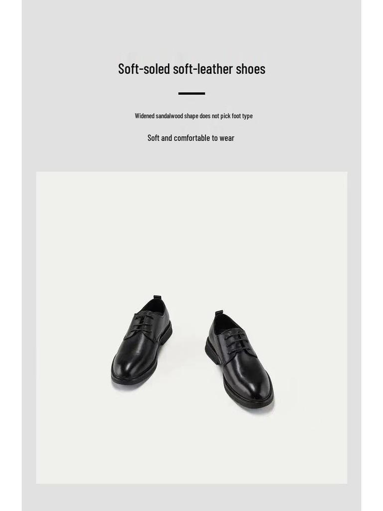 Men's Formal Lace-up Leather Shoes - High-end Cowhide with Soft Texture