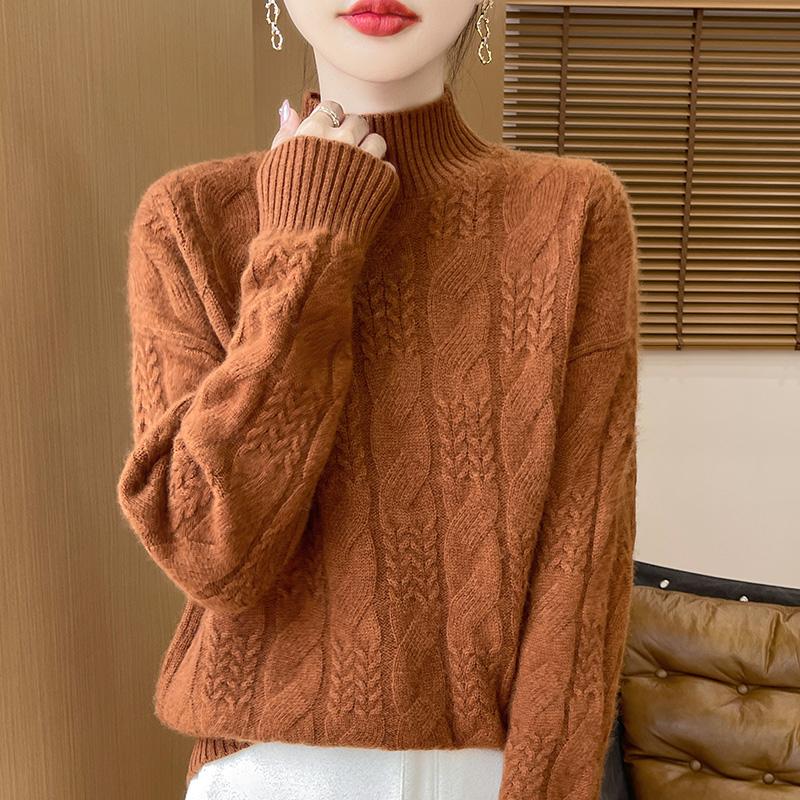 Women's Cashmere Sweater Qinghe Cashmere 30% Cashmere 70% Wool Autumn and Winter Pullover Warm and Fashionable
