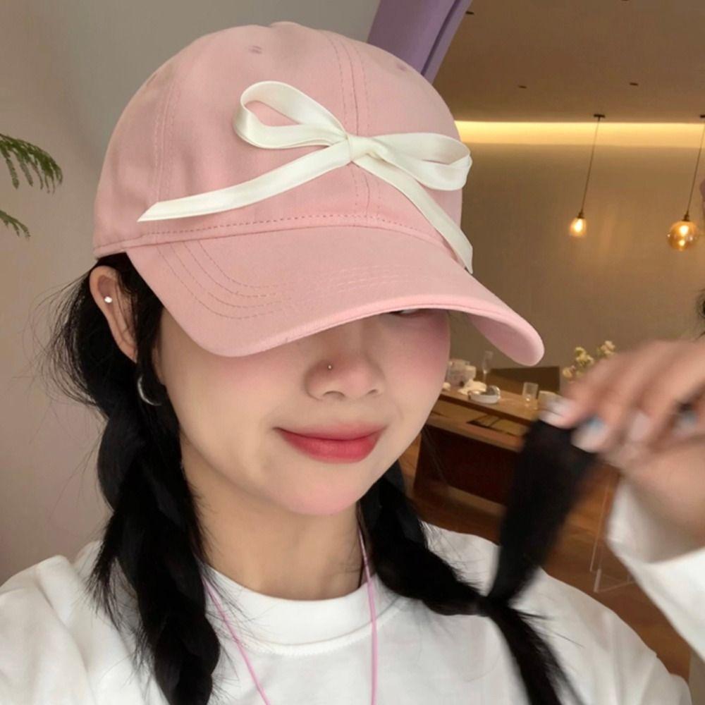 

Sunscreen Hat Bow Baseball Cap Solid Color Peaked Cap Sweet Korean Style Sun Hat Streetwear тёмно-синий