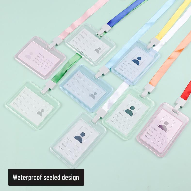 Double-Sided Transparent ID Card Holder with Lanyard for Student IDs and Bus Cards