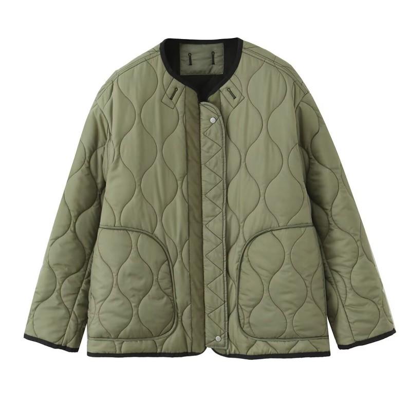 Womens Lightweight Warm Cotton Puffer Jacket Double-Sided Wear Loose Fit Casual Coat Fall Winter 2025