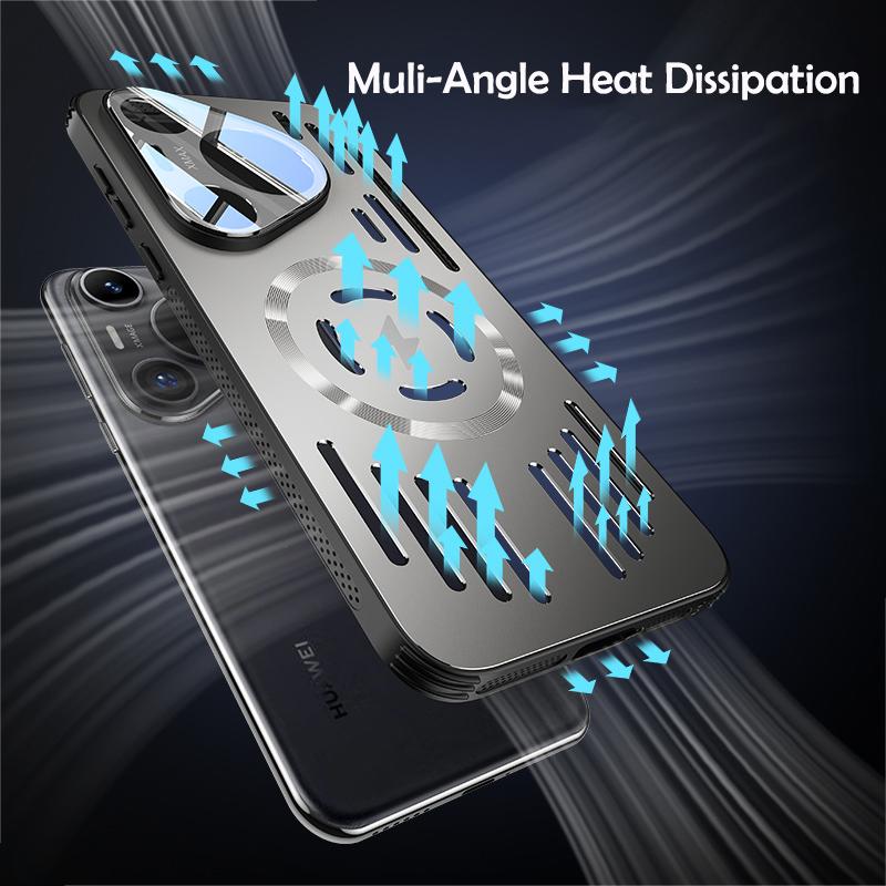 Hard Metal Heat Dissipation Magnetic Wireless Charging Cover For Huawei P40 P50 P60 Puro 70 Ultra Pro Cool Protective Back Case