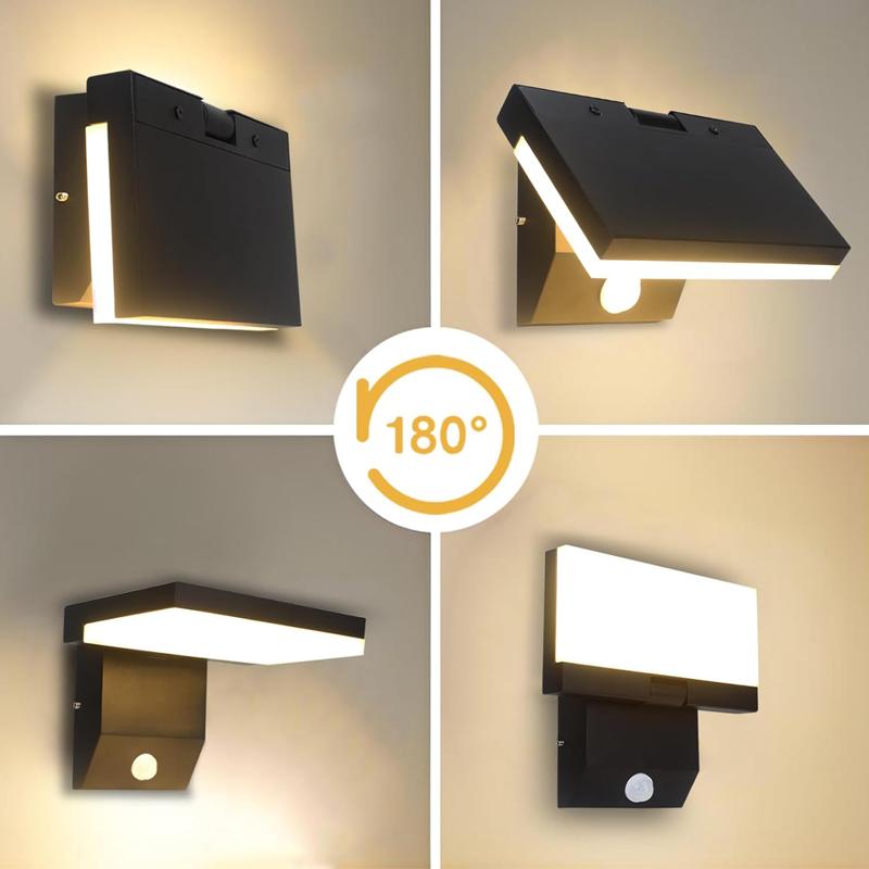 Modern LED Outdoor Wall Lamp Waterproof Motion Sensor Wall Light Foldable for Garden Courtyard Balcony Porch Home Decoration