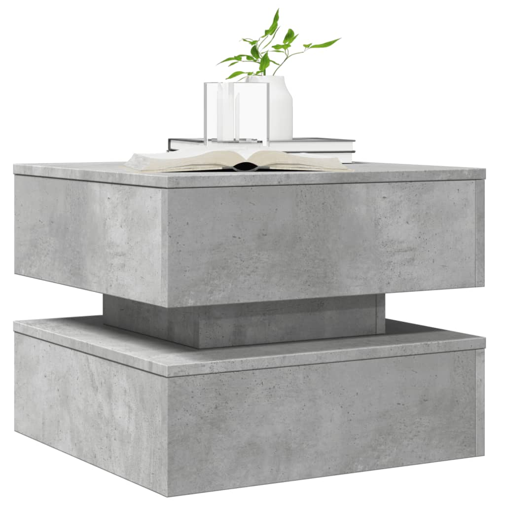 LED Coffee Table in Concrete Grey 50 x 50 x 40 cm
