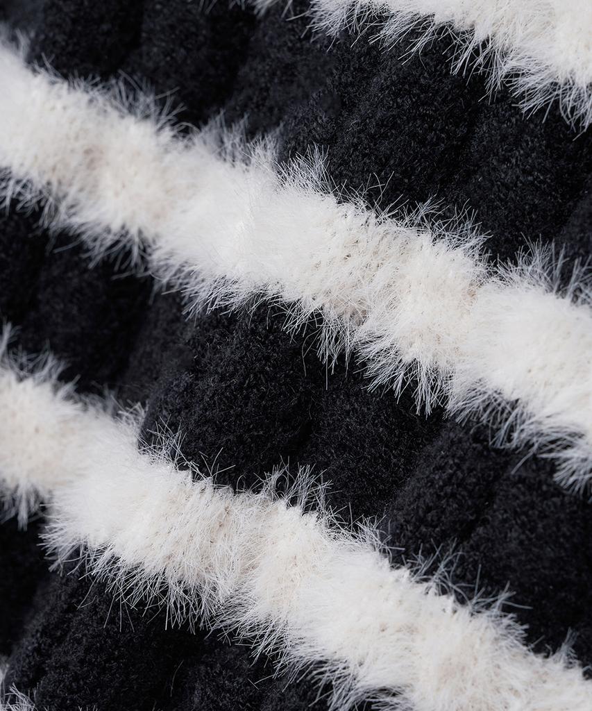 NOIRER Cable Half Stripe Knit (Black)