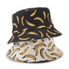 Cappello da Pescatore Double Face con Stampa di Banane e Ampia Falda per Streetwear e Protezione Solare