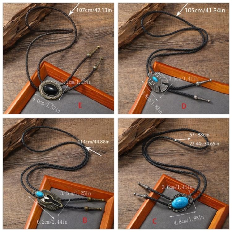 Men Bolo Tie Metal Eagle Bird Stone Cowboy Hat Western Necklace Costume Accessory