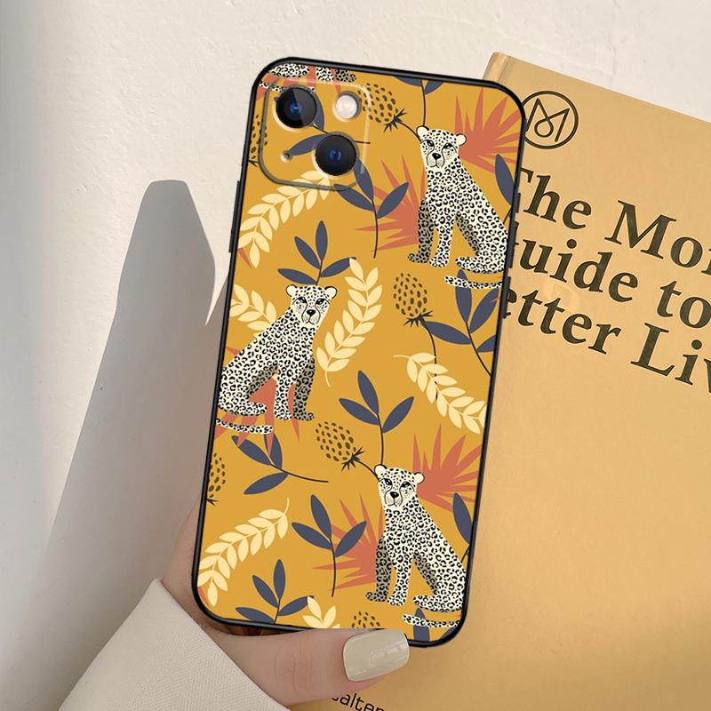 Tigers Leopards Tropical Leaves Phone Case For iPhone 17 16 15 14 13 11 12 Pro Max Mini XR 16e 15 16 Plus 17 Air Full Cover