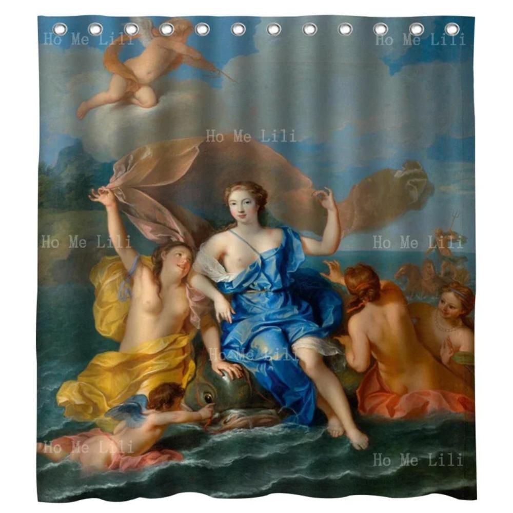 Beauty Amphitrite Religious Mythology Classical Style Painting Of Venus And Cupid Christmas Shower Curtains By Ho Me Lili