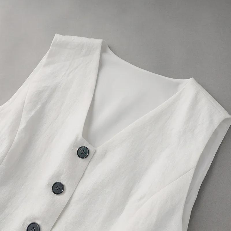 2425408-Elegant Linen Vest & Skirt Set - Women's Early Autumn
