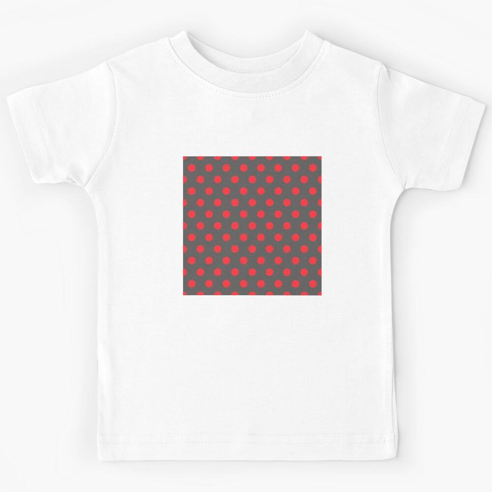 Red and Dark Gray Polka Dots Kids T-Shirt 140