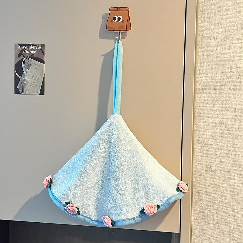 Rose Hand Towel Soft Hanging Type Quick Drying Absorb Water Bathroom Thickened Absorbent Wipe Cloth Bathroom Kitchen Use