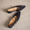 Krazing Pot Sheep Skin Summer Spring Autumn Low Heels Women Square Toe Mary Janes Shallow Pleated Decoration Pumps
