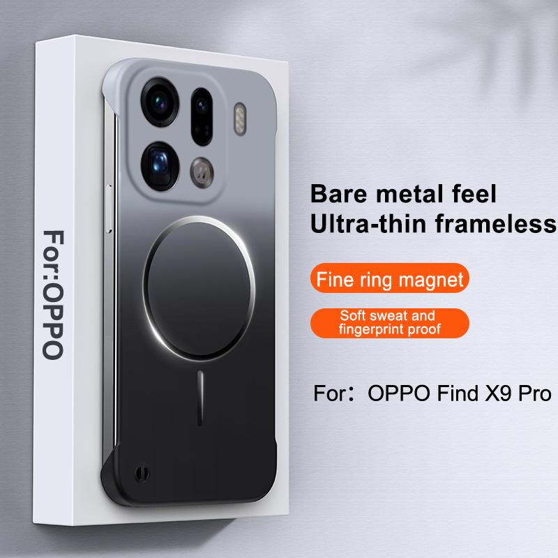 

Matte Gradient Metallic Paint for Magsafe Magnetic Phone Case for OPPO Find X9 X9Pro Reno 15Pro Wireless Charge Borderless Cover OPPO Find X9