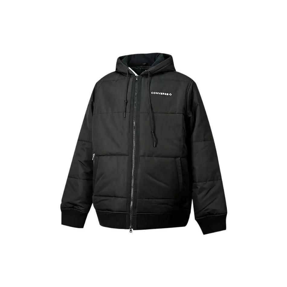 Мужские пуховики Converse Черные с капюшоном Умеренные 10023525-A03 XL