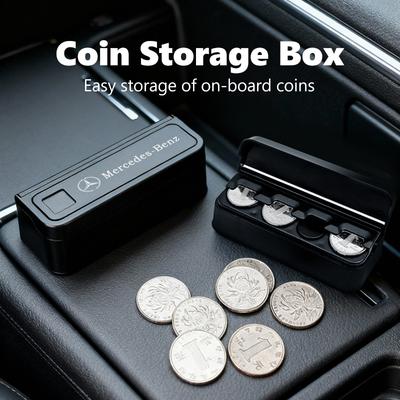 For Benz Car Coin Storage Box Money Boxes Small Coin Organizer Case Interior Accessories AMG VIANO GLB GLC W108 W124 W126 W169