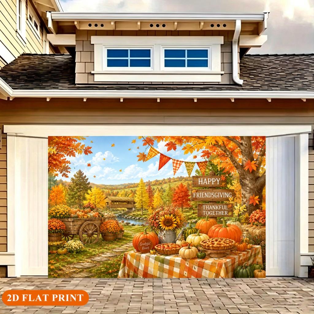 1 piece of 2D flat banner featuring autumn rural countryside scenery made of polyester fiber materialzyc