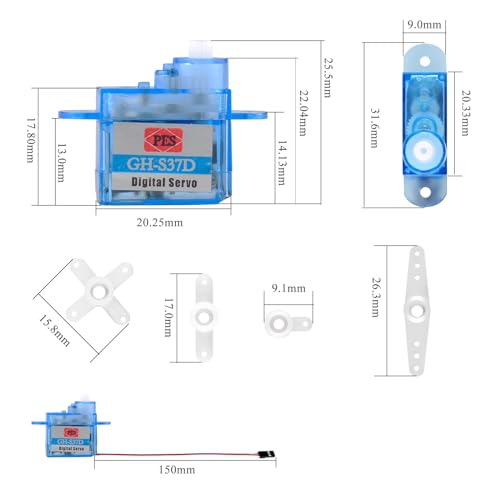 RCmall 5pcs Ultra-Lightweight 3.7g Digital Servo GH-S37D Micro Mini Servo with Servo Tester for Controlling Aircraft and Flying Boat Direction