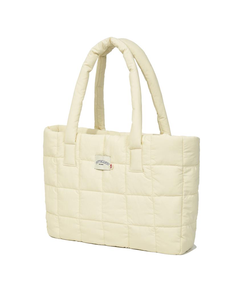 Covernat Woman Clover Heart Quilted Big Tote Bag Ivory