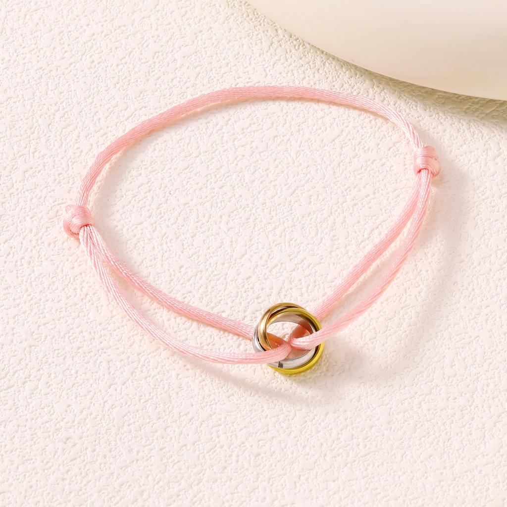 Minimalistisches Verstellbares Drei-Ring-Webarmband - Trendiger Hochwertiger Paarschmuck