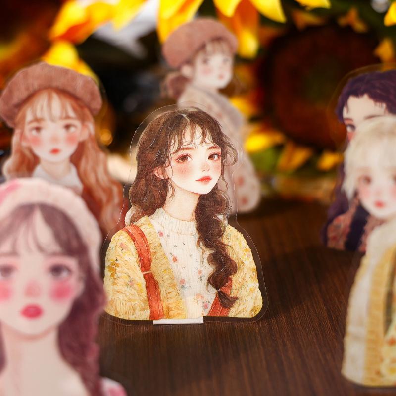 1pack/30Pcs Sweet Girl Theme Stickers PET Transparent Material Dreamy Colors DIY Handmade Album Scrapbooking Decorative Paper