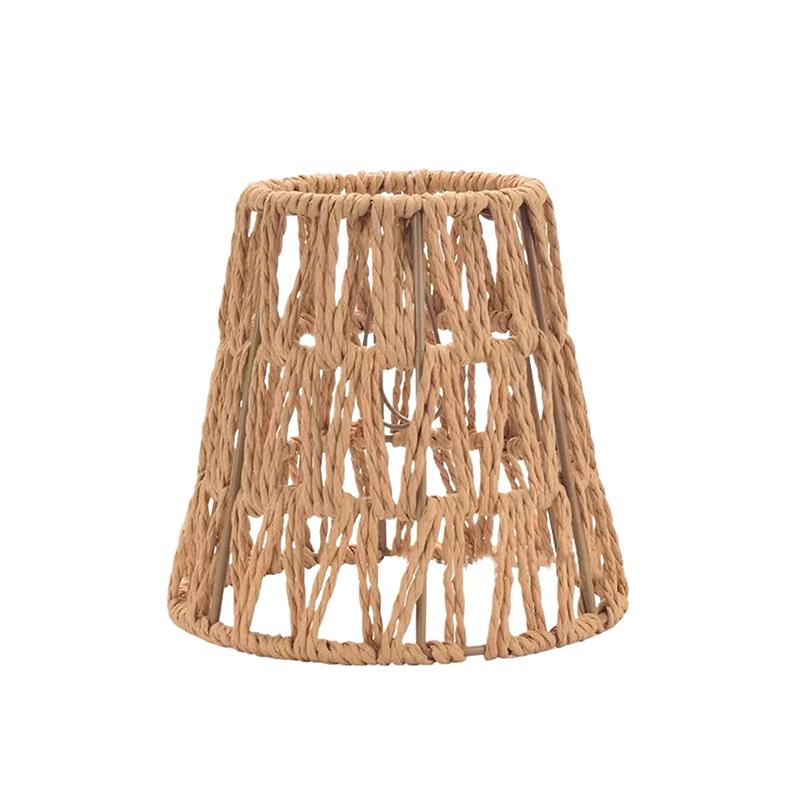 1 Piece Vintage Hanging Lampshade Handmade Woven Lamp Shade For Living Room Bedroom Hotel Simulated Rattan Light Fixture