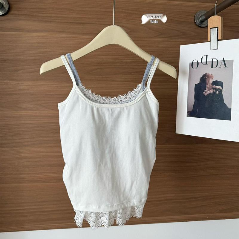 

Unique Girly Camisole with French Lace Design, Beautiful Back, and Slimming Fit. One Size (80-135 jin) білий