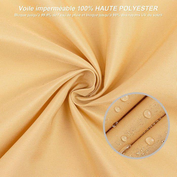 Voile d'ombrage triangulaire 2x2x2 m imperméable en polyester – protection UV, couleur sable
