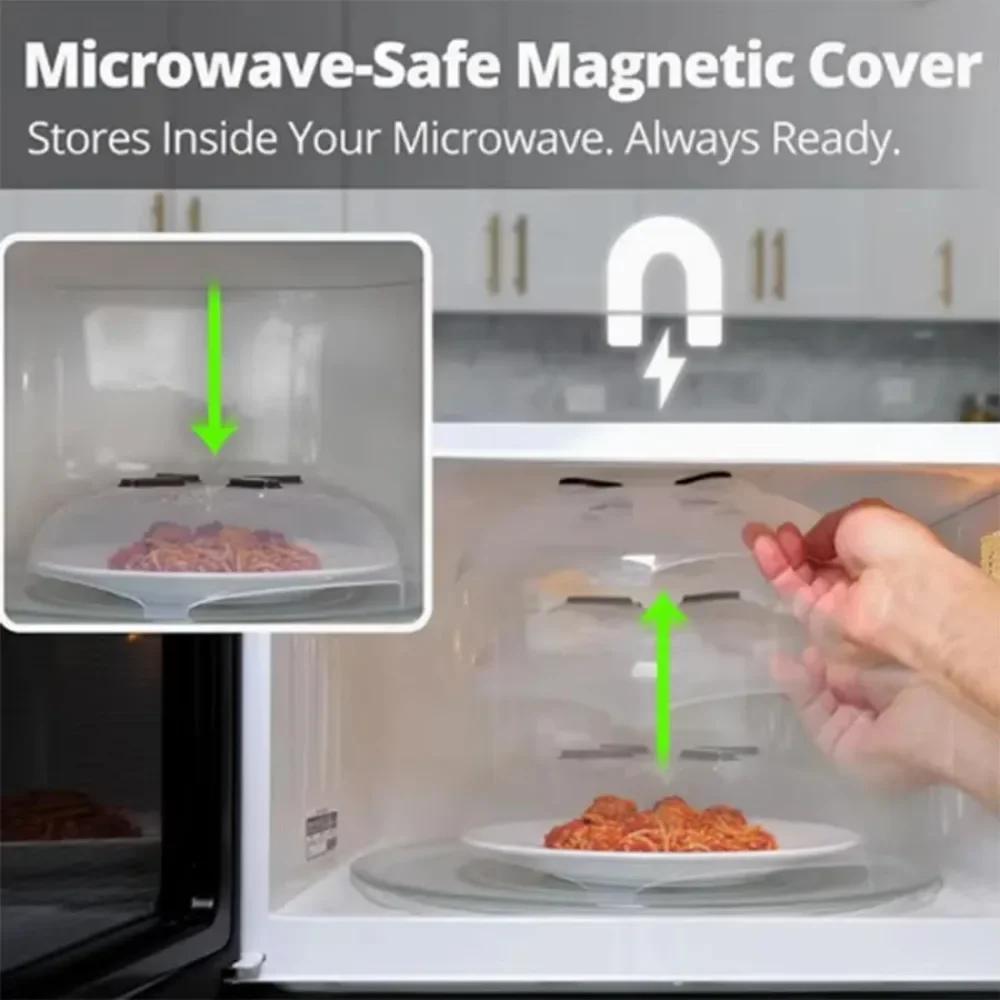 1/2pcs Microwave Hover Cover Splash-proof Cover Spill-proof Cover Magnet Refrigerator Cover Plastic Heating Cover