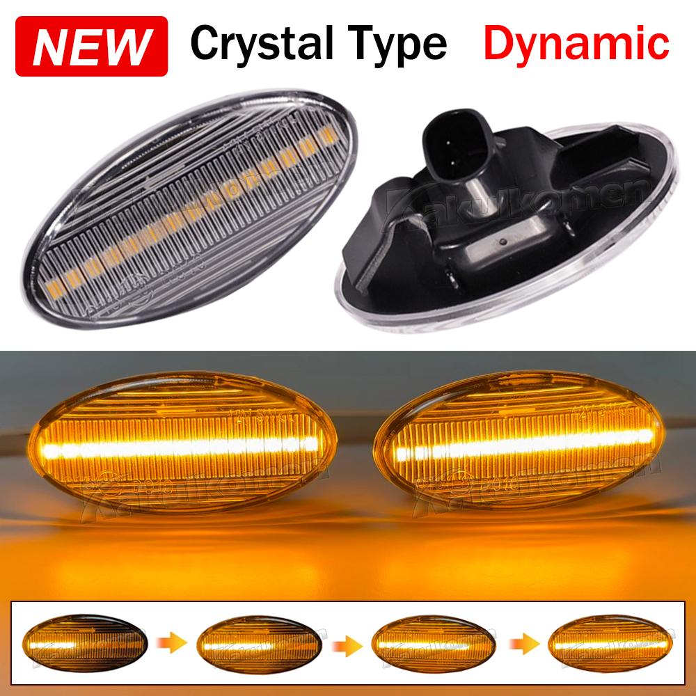 2piece LED Side Indicator Repeater Turn Signal Blinker Lamp For Mazda 2 3 5 6 GG1 GY BT-50 MPV II Smoked Clear Dynamic Lights