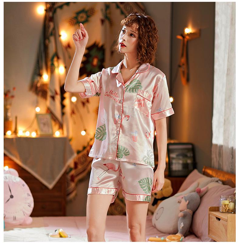 Women's Summer Ice Silk Pajama Set: Loose Fit, Short Sleeve, Shorts, Japanese Princess Style
