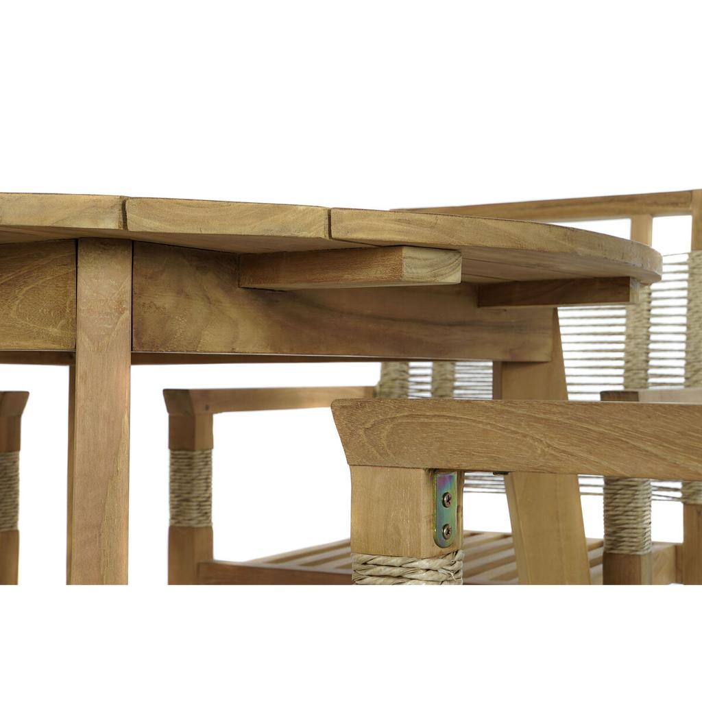 Table + 4 Chairs Set DKD Home Decor 100 X 100 X 76 Cm Teak Rope