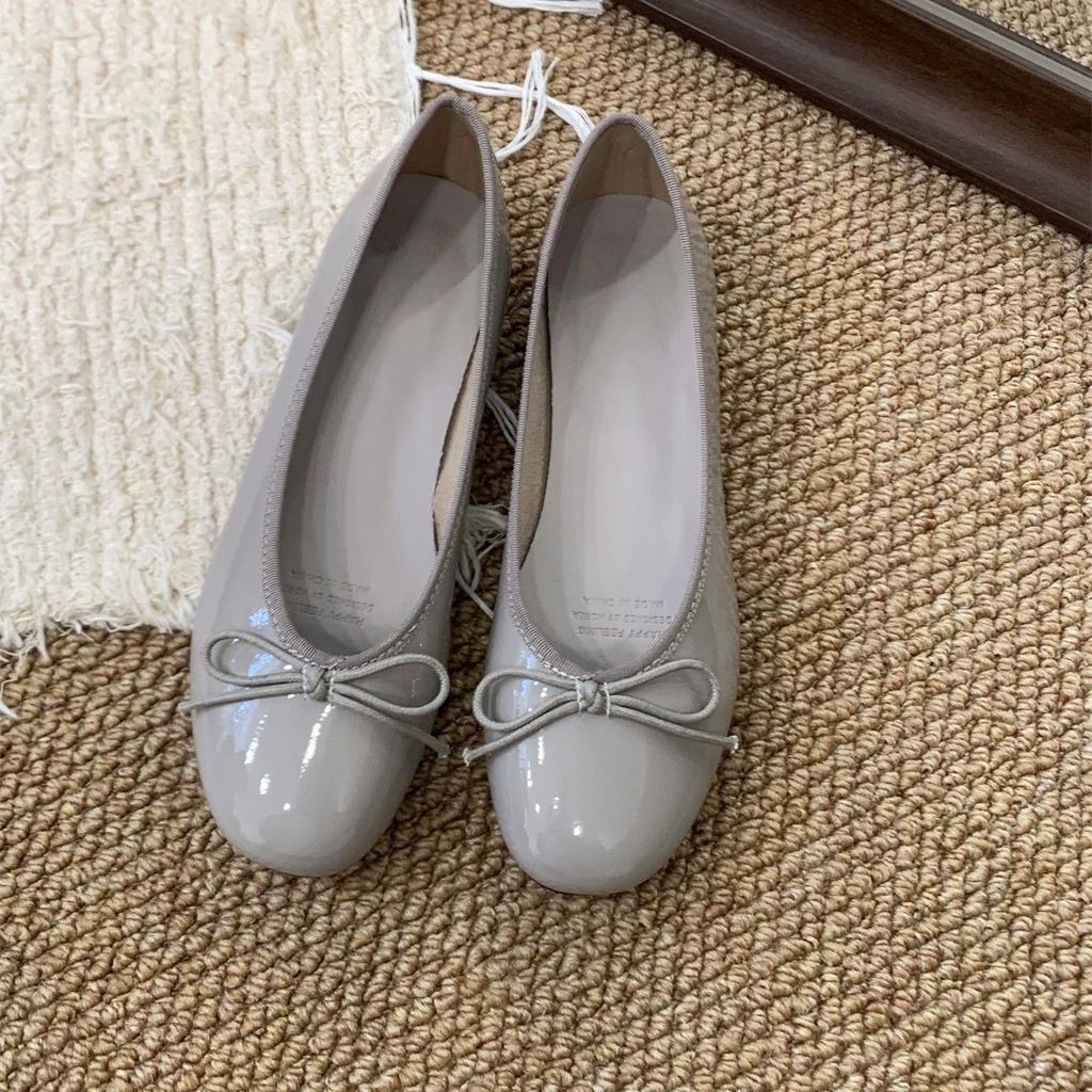 Flat-bottomed French Small Red Single Shoes Women's Shoes 2025 Spring Bow Soft Sole with Skirt Ballet Evening Shoes