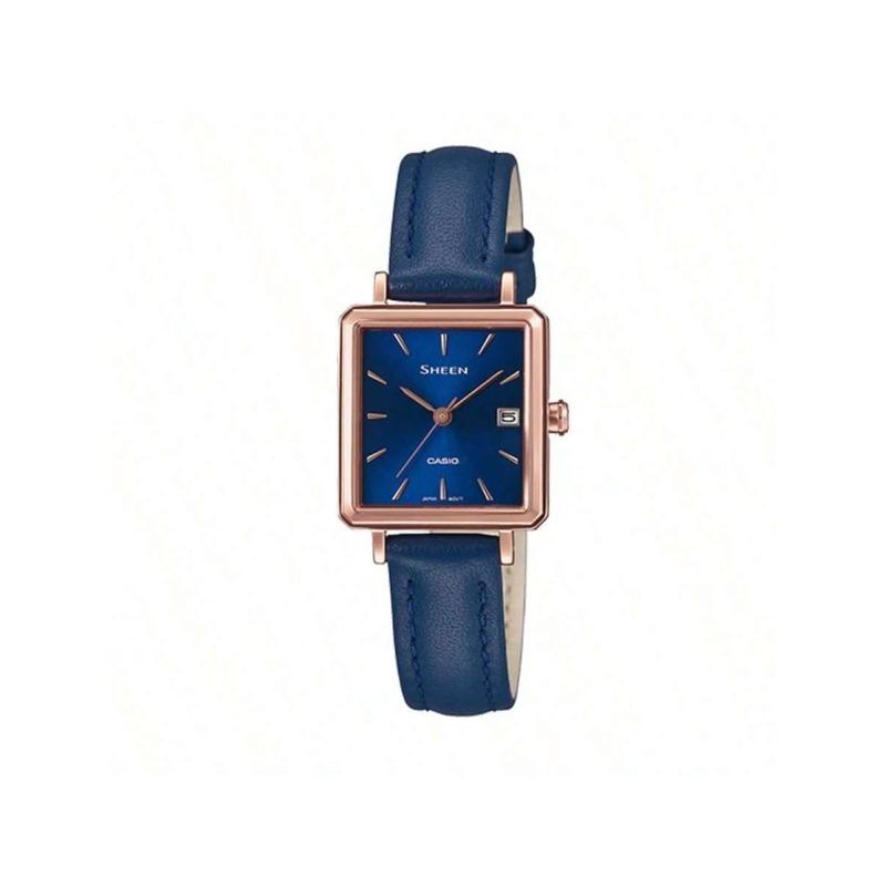 Casio Women s Quartz Watch with Blue Leather Strap, Model SHE-4537GL-2AUPR синий