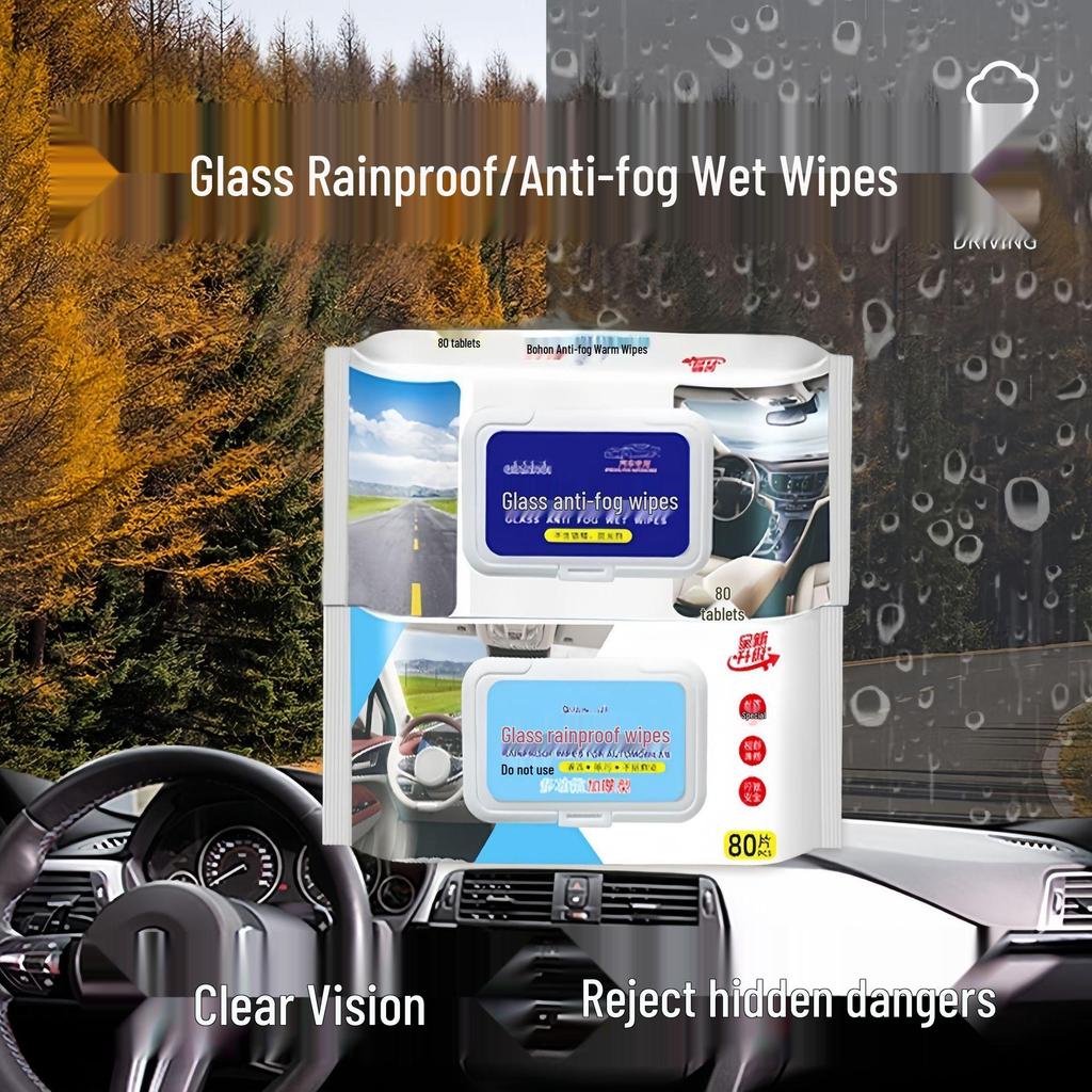 Hydrophobic Anti-Fog Car Glass Wipes: Rainproof Rearview Mirror & Oil Film Removal