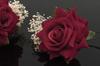 (Soubien) Hair Ornament Set of 2 - Small Red Flowers: Rose and Baby's Breath - Perfect for Adding a Touch of Style to Both Japanese and Western