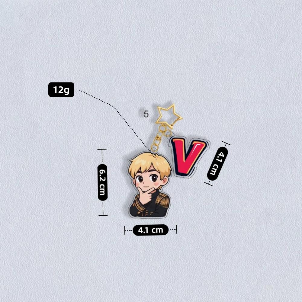 BTS Uniform Cartoon Keychain with Colorful Name Tag & Star Charm, Bangtan Boys Cartoon Figure Keyring, Kpop Idol Bag Pendant for ARMY Fans