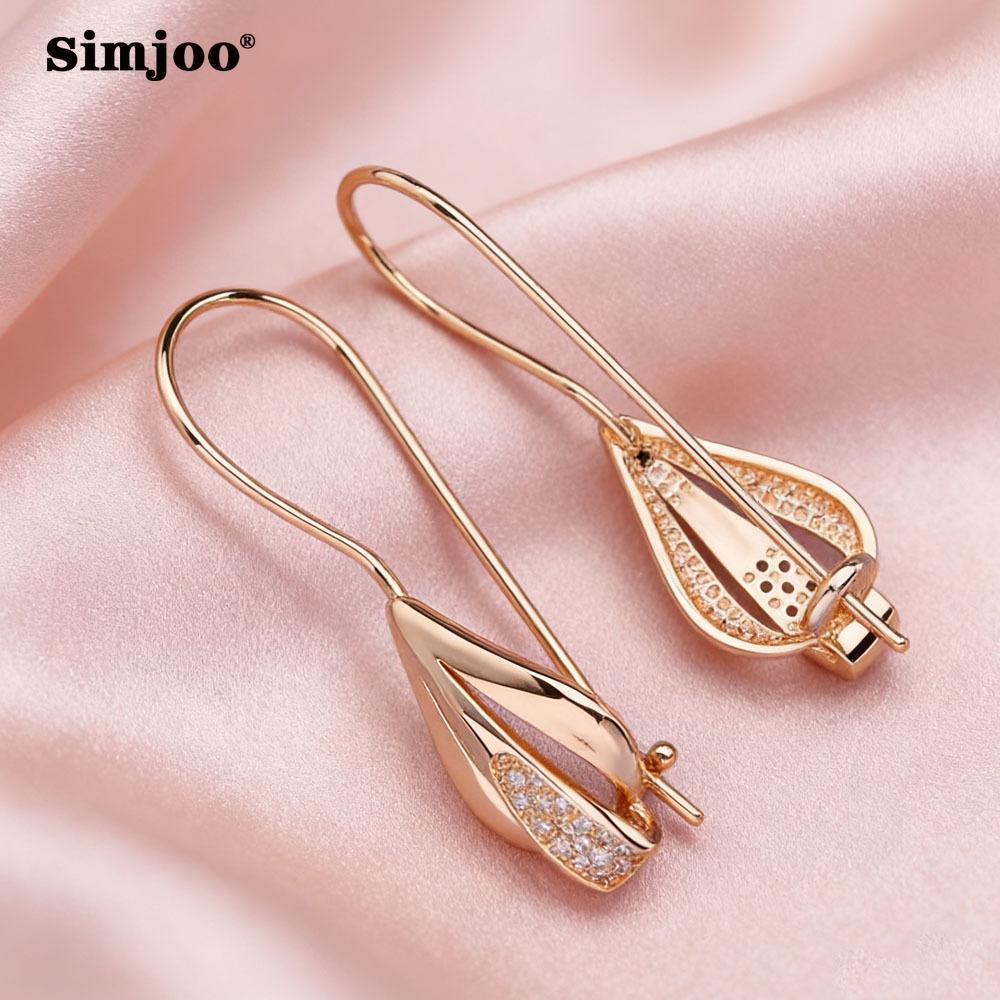 SIMJOO Rose Gold Color Fashionable Geometric Shape Noble Women's Stone Earrings Pendants