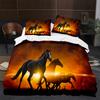 3D Horse Duvet Cover King Queen Size White Running Horses Pattern Bedding Set For Kids Teens Adults Wild Animal Soft Quilt Cover