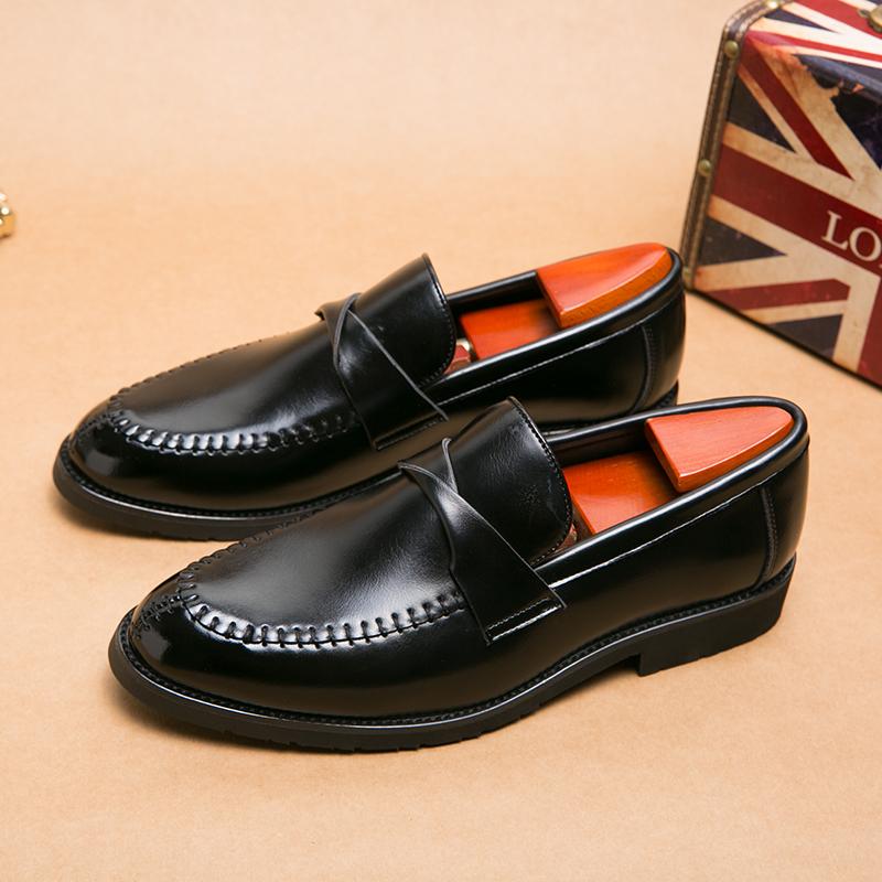 Fashion Quality Stitching Leather Shoes Brand Men Wedding Loafers Business Casual Office Work Shoes Men's Classic Pointy Men Dress Shoes
