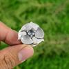 Round Tanzanite Quartz Stone Flower Solitaire Bezel Boho Ring Sterling Silver