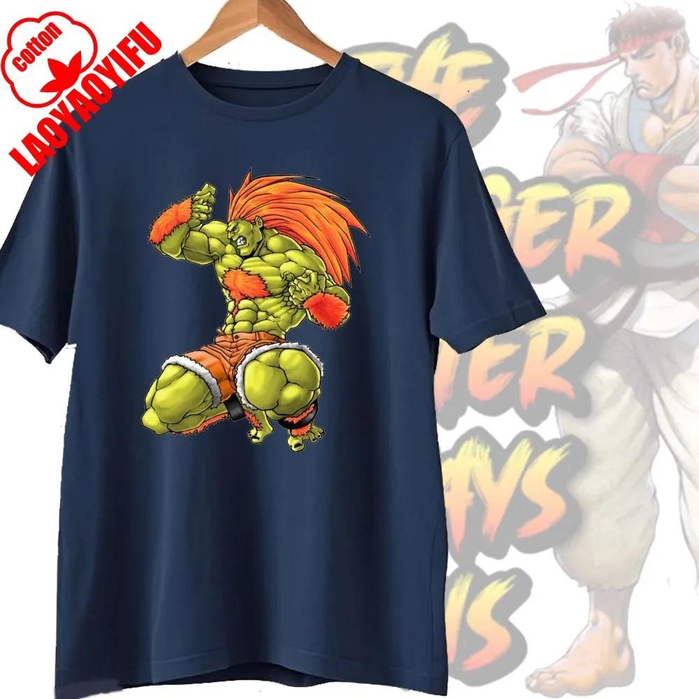 Street Fighter Chun-Li Ryu Bedruckte Y2K Neue Paar Baumwoll-T-Shirts Männer Frauen Streetwear Lässig Harajuku Retro Unisex T-Shirt Top