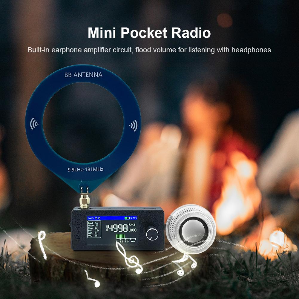 SI4732 Mini Radio 0.5-108mhz LSB USB AM FM All Band Radio Receiver 1.9inch IPS Screen HF SW MW VHF Radio with External Speaker