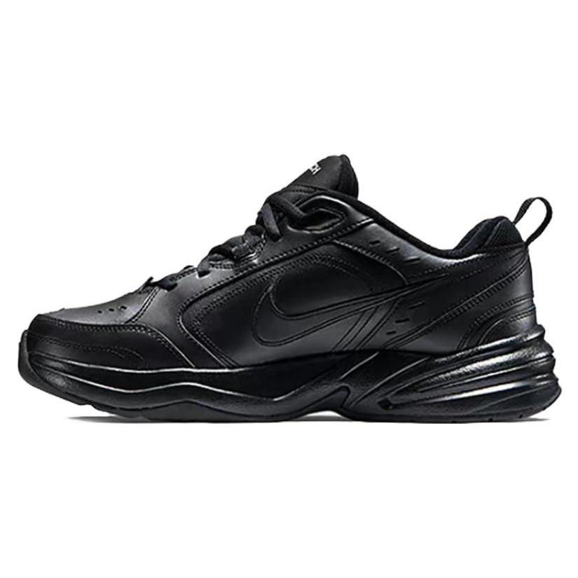 Nike Air Monarch 4 Textile, Leather Low Top Chunky Sneakers Unisex Black Silver 415445-001(Team15-)