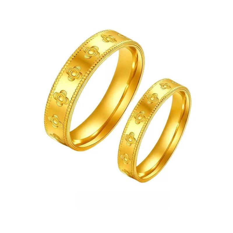 Adjustable Classic Couple Rings Set Rhodium/Gold Plated Brass Open Rings with Zircon Flower Design for Lovers