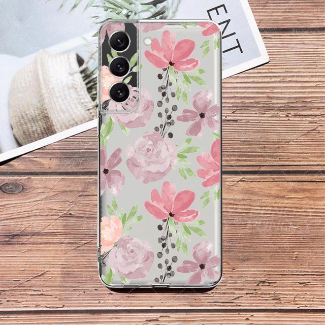 

Розовый фиолетовый прозрачный чехол с бабочкой и цветком для Samsung Galaxy S23 S22 S21 S20 Fe Ultra S10 S9 S8 Plus S10lite Note 10plus 20ultra Samsung S22 5G