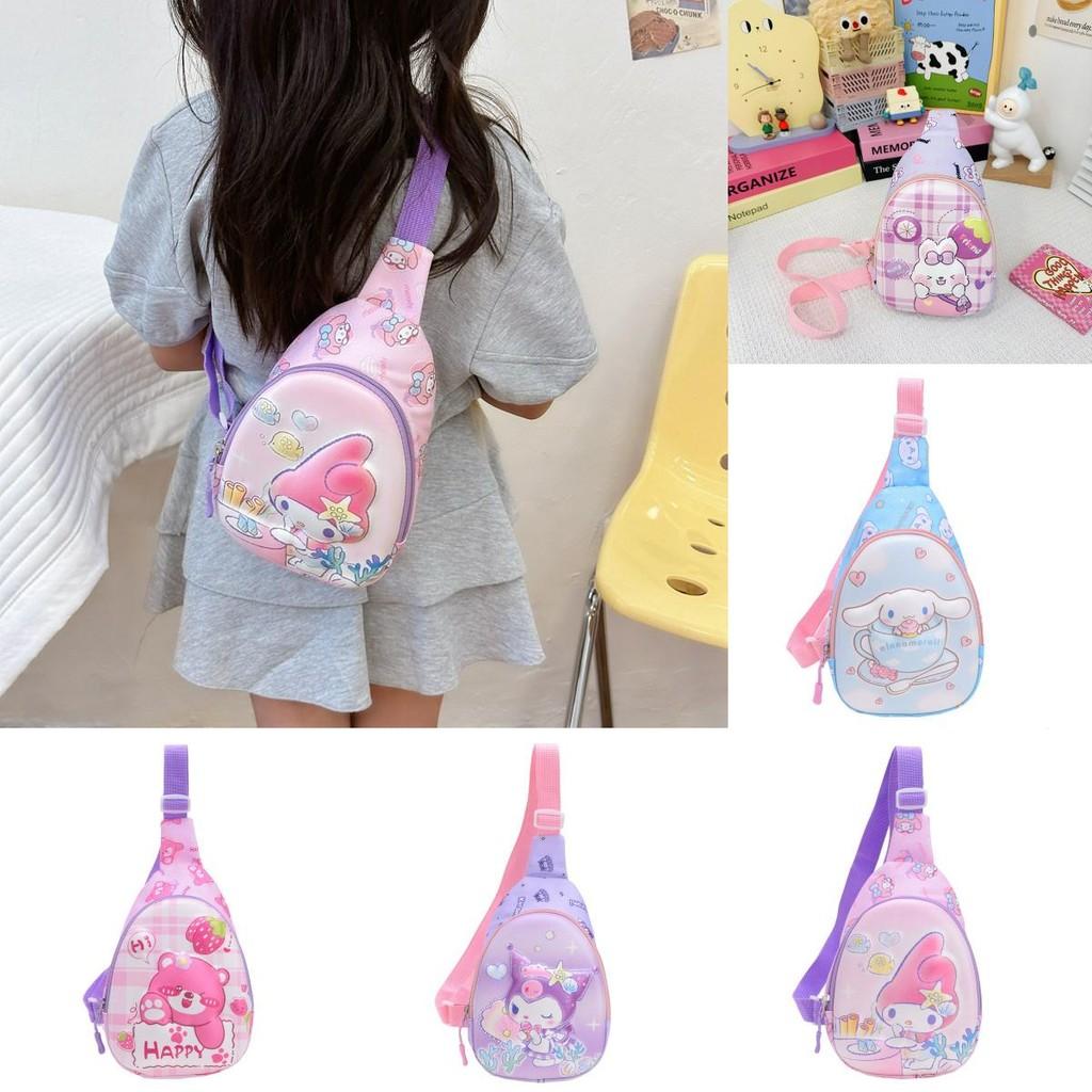 Kuromi Kids Cartoon Chest Bag With Polyester Material For Daily School Use