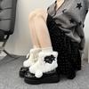 Kawaii Japanese Original Cute Sweet Warm Lolita Bow Hairball Plush Thick-soled Fluffy Shoes Soft Girl Snow Short Boots Women
