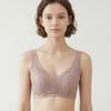 Underwear Mulberry Silk Lined Seamless Adjustment Bra, Lace Trim Palm Cup Push‑Up Side‑Support Brassiere