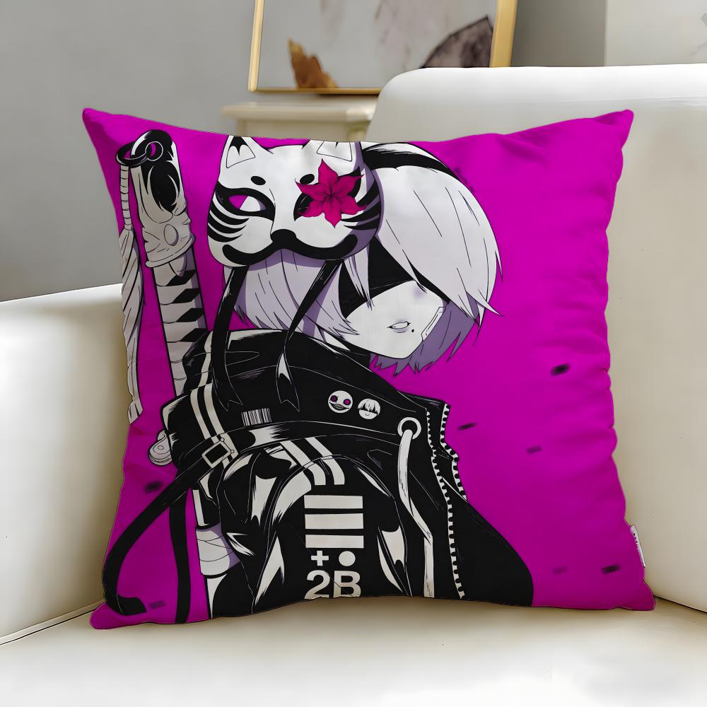 popular game Nier Automata Cushion Cover Soft & Easy-Wash Pillow Case – Versatile for Couch, Bed, Travel and Office